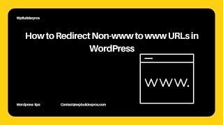 How to Redirect Non-WWW to WWW and WWW to Non-WWW URL