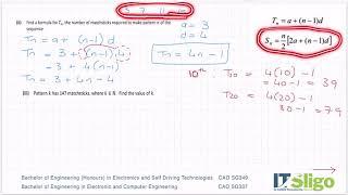 Sequences and Patterns 2020 Paper 1 Q9 Leaving Cert Ordinary Level Maths