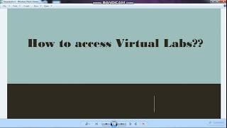 Tutorial on how to access Virtual labs
