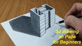 3d drawing on Paper for Beginners - draw a Building