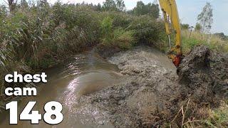 Beaver Dam Removal With Excavator No.148 - Chest Cam