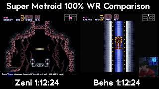 Super Metroid 100% World Record Comparison Commentary - Zeni 1:12:24 vs Behemoth 1:12:24