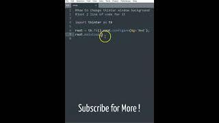 Change Background of Tkinter Window in Seconds! #shorts