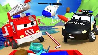 Авто Патруль -  Мусор на пляже - Автомобильный Город    детский мультфильм