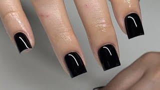 Short Black Gel Acrylic Nail