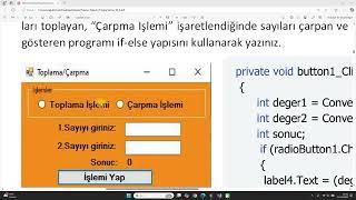 #28- C# form işlemi if örnekleri7, Uygulama7 , C# form ile if kullanımı