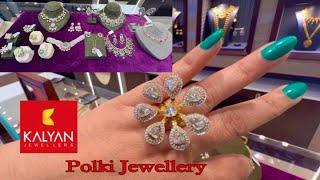 Kalyan Jewellers Latest Polki Necklace Sets with Price/Party were Rings/Diamond Earrings/Deeya