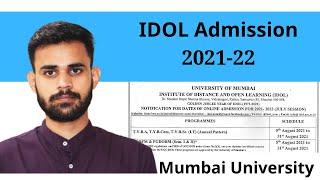 IDOL Online Admission 2021-22 | TYBCOM | TYBA | IDOL Mumbai University Admission 2021-22