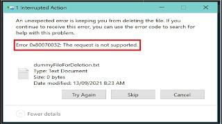 How To Fix Error 0x80070032. The Request Is Not Supported In Windows 11