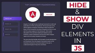 Hide and Show div elements using Javascript -- Tabs in Javascript -- CSS Tabs