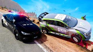 MULTIPLAYER Police Chase Down Mountain - BeamNG Drive Crashes