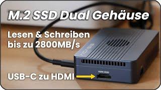 2x SSD Gehäuse mit USB C auf HDMI & RAID Funktion zum Spiegeln von Festplatten - ACASIS TBU405PROMAX