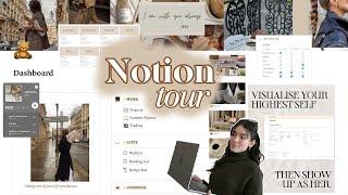Notion Tour | how i stay organized & productive (aesthetic templates, goal setting, habit tracking)