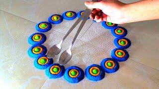 Big flower rangoli | satisfying rangoli art | Festival rangoli | rangoli decor | easy art | rangoli