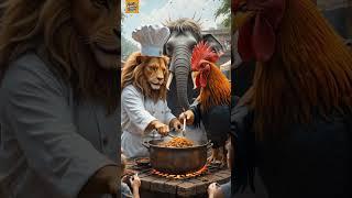 Jungle Ke Chefs! ‍ Sher, Hathi Aur Murgha Ka Anokha Cooking Show #shorts