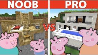 Minecraft Peppa Pig vs George Pig : MODERN SECRET BASE BUILD CHALLENGE