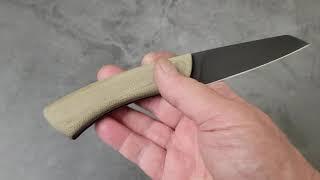 Custom knife, Parkerized blade, Green canvas micarta scales. Available $245