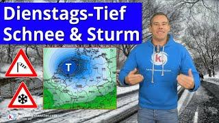 Kräftiger Kaltlufteinbruch, Schnee, Sturm und unsicheres Dienstags-Tief