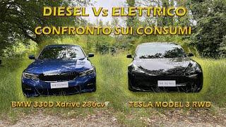 TESLA MODEL 3 RWD vs BMW SERIE 330D XDRIVE / ELETTRICO vs DIESEL