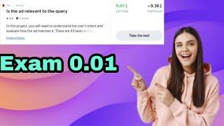 Is the ad relevant to the query |Exam Task 0.01