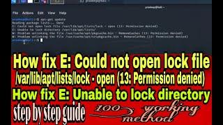 How fix E: Could not open lock file /var/lib/apt/lists/lock - open (13: Permission denied)