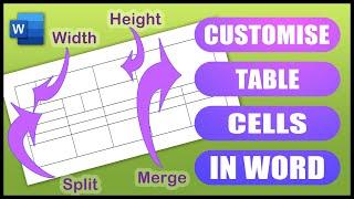 Change the size, height, width, split and merge TABLE CELLS in WORD
