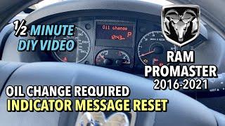 RAM ProMaster Van - Reset Maintenance Message - 2014-2020