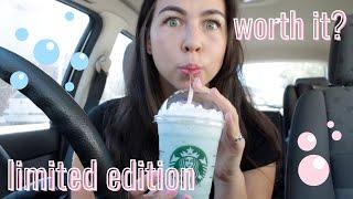 Trying STARBUCKS' *limited addition* BUBBLEGUM FRAPPUCCINO. | Chatty Car Rides.