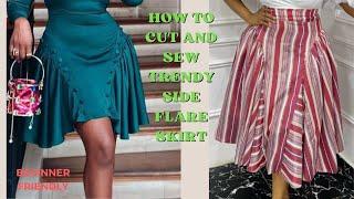 HOW TO CUT AND SEW TRENDY SIDE FLARE SKIRT/GATHERS SIDE FLARE SKIRT/RUSHED SKIRTBEGINNER FRIENDLY