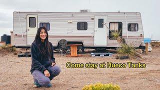 Clean with me: Trailer Before & After - Come stay at Hueco Tanks