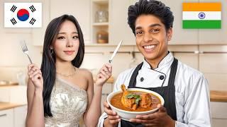 Indian Boy Cooking for Korean Girl