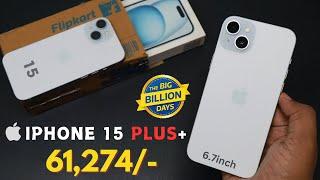 iPhone 15 Plus + Only @ 61,274/- Unboxing | iPhone 15 vs 15 Plus | Flipkart Big Billion Days sale