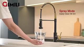 Black and Gold Touchless Kitchen Faucet with Pull Down Sprayer, GIMILI Motion Sensor Smart Hands Fre