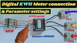 3 Phase Digital Kwh meter with CT connection | 3 phase energy meter connection