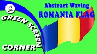 Abstract Waving ROMANIA FLAG Green Blue Screen  Corner - Chroma Key Animation Free use No Copyright