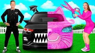 Pink Car vs Black Car Challenge | Crazy Challenge by Fun