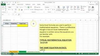 Entering a Simple Math Equation in Excel