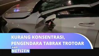 Diduga Hilang Konsentrasi, Pengemudi Mercy Tabrak Trotoar di Depan Hotel Mulia Senayan Jakarta