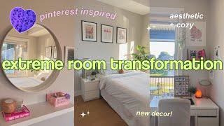 Extreme room transformation | bedroom makeover, new decor, aesthetic Pinterest inspired cozy room