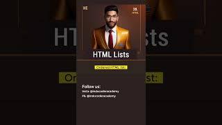 Basic of HTML List | Unordered, Ordered and Description HTML Lists || #html #css #shorts #coding