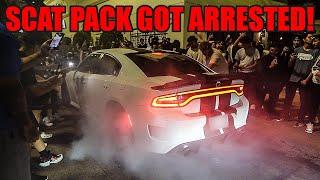 SCAT PACK GETS BUSTED AND ARRESTED AFTER MULTIPLE BURNOUTS! (COPS SWARM INSANE CAR MEET!)