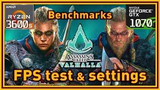 Assassin's Creed Valhalla PC - Ryzen 5 3600 & GTX 1070 - FPS Test and Settings