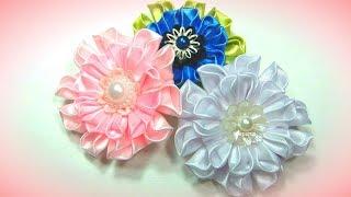 Цветы из лент, канзаши, МК / DIY satin ribbon flower, kanzashi