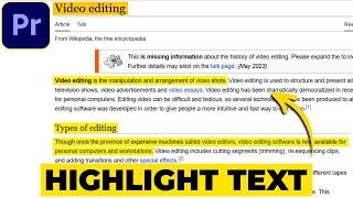 How to Highlight Text in Premiere Pro | Text Highlighter Effect