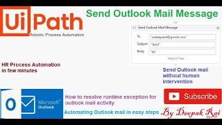 Uipath Send Outlook Mail Message | Uipath Email Automation | RPA Uipath