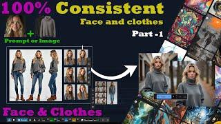 100% CONSISTENT CHARACTER Face and Clothes with Flux from prompt | image ref (ComfyUI tutorial)