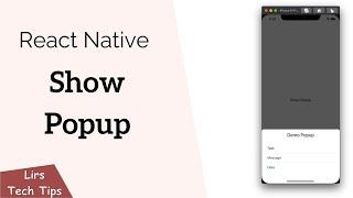React Native: Show Popup (use Modal)