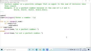 Python programs - Perfect Numbers | Program to Check Entered Number is Perfect or Not