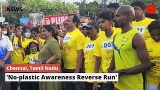 Tamil Nadu Health Minister Ma Subramanian Flagged Off "No-Plastic Awareness Reverse Run"