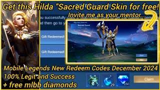 Mobile Legends Redeem Codes December 27 2024 How to Get Hilda Sacred Guard Skin + How to get ML code